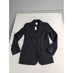 NWT GAP Double-Breasted Wool Black Blazer Sz 6 Long Length
